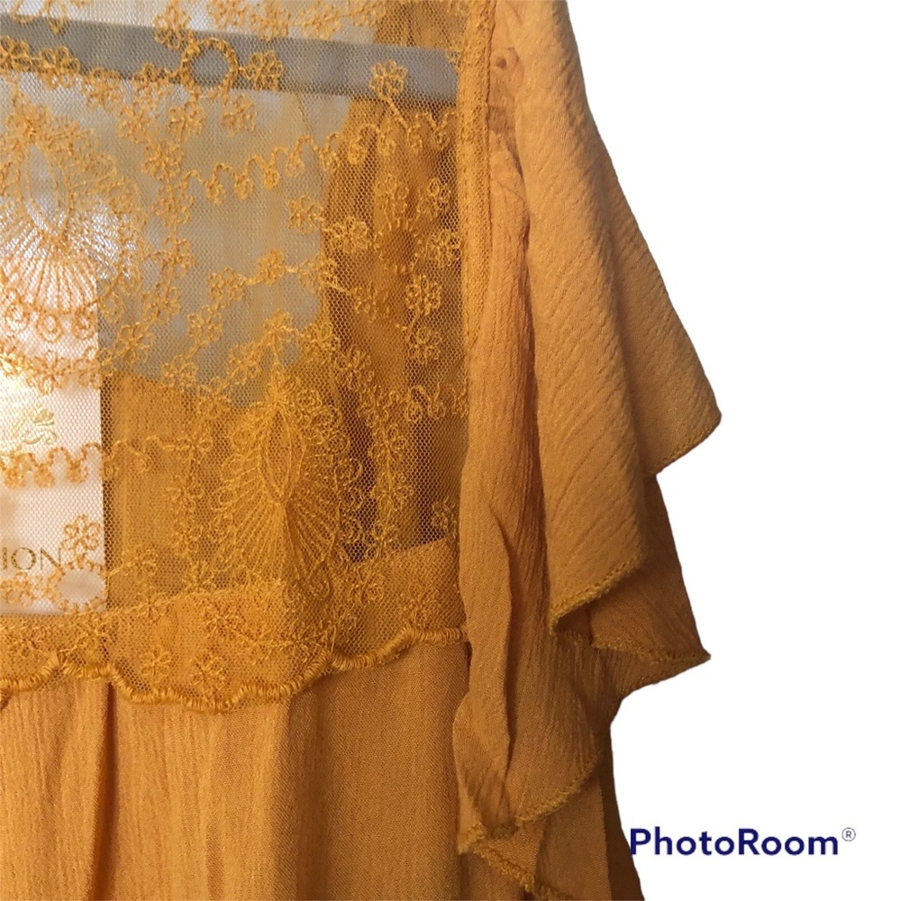 Anthropologie Rebellion Marigold Flutter Sleeve Lace Crochet Peplum Plus Size - Picture 10 of 17